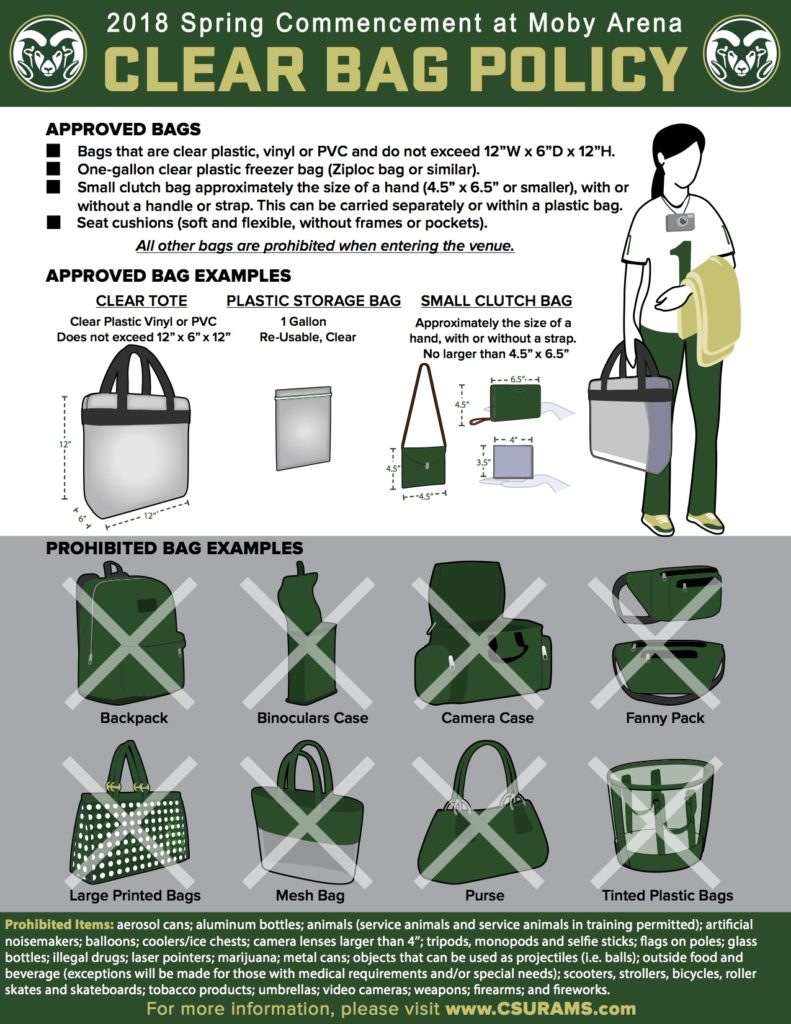 Commencement 2018 clear bag policy College of Natural Sciences