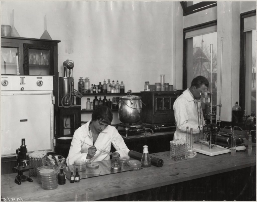 Historic photo of researchers in a laboratory