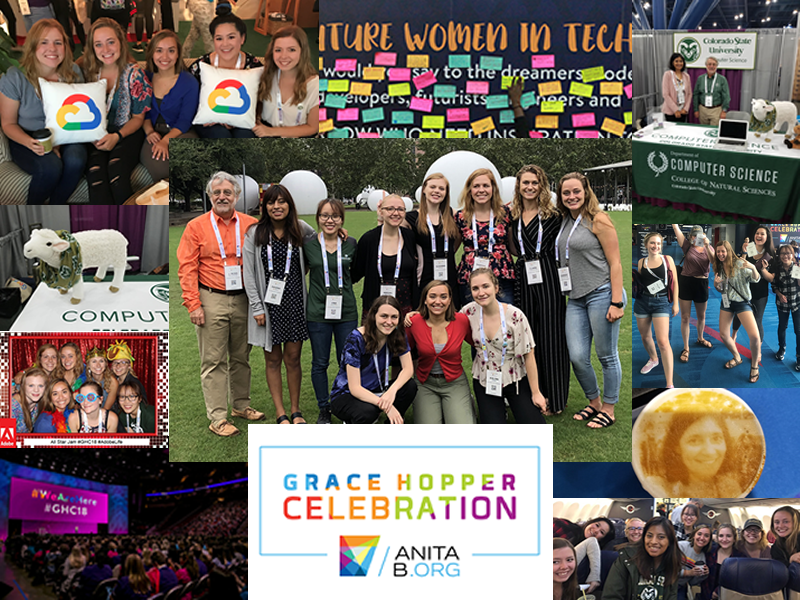 Image collage of CS students at Grace Hopper 2018