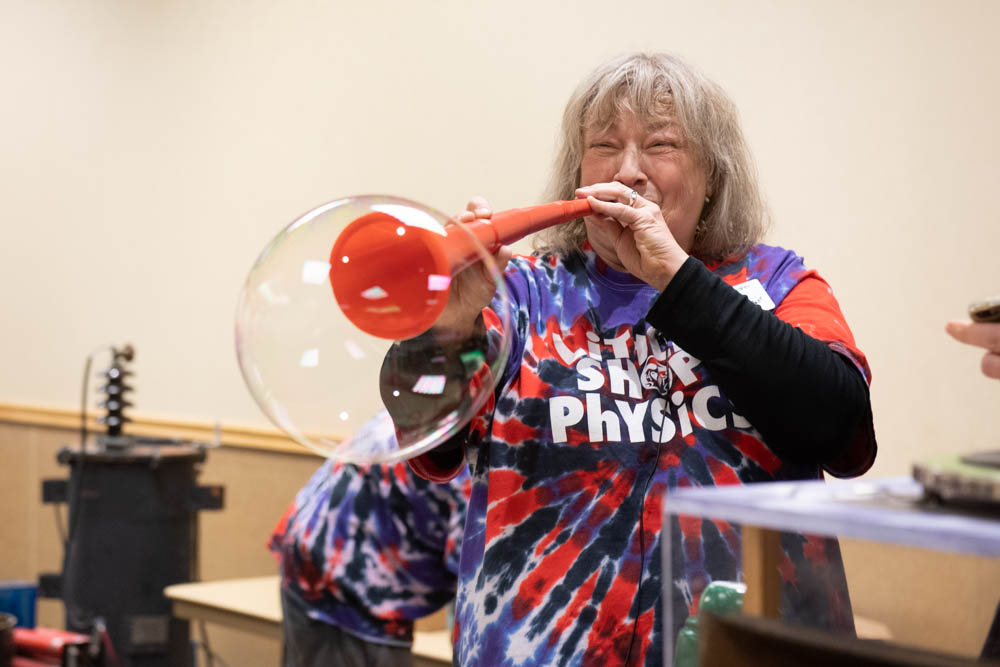 A volunteer at Colorado State University's Little Shop of Physics.