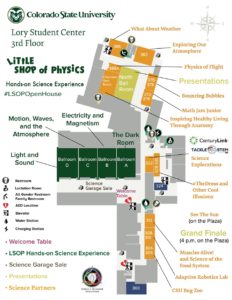 map of Little Shop of Physics open house exhibits